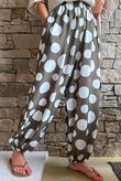 Basso Big Dot Balloon Cuff Pant Khaki & White